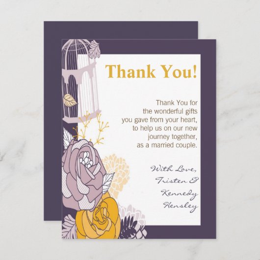 4x5平らなサンキューカードのヴィンテージのプラムマスタードは上がりました サンキューカード (正面/裏面)