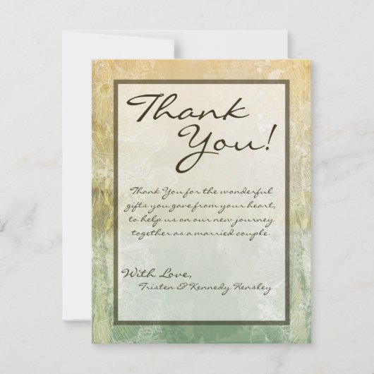 4x5平らなサンキューカードのヴィンテージの花柄のアンティーク サンキューカード (正面)