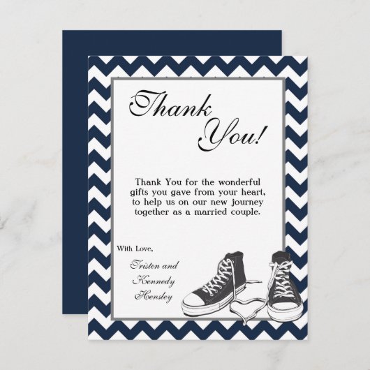 4x5平らなサンキューカードの十代のスニーカーシェブロン サンキューカード (正面/裏面)
