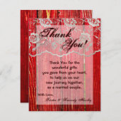 4x5平らなサンキューカードの国のレースの赤い洗浄木 サンキューカード (正面/裏面)