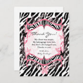 4x5平らなサンキューカードの女の子の蝶シマウマのプリント サンキューカード (正面/裏面)