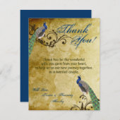 4x5平らなサンキューカードの孔雀のヴィンテージの羽 サンキューカード (正面/裏面)