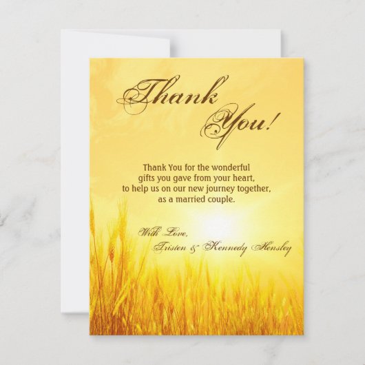 4x5平らなサンキューカードの日の出のムギの国の錆 サンキューカード (正面)