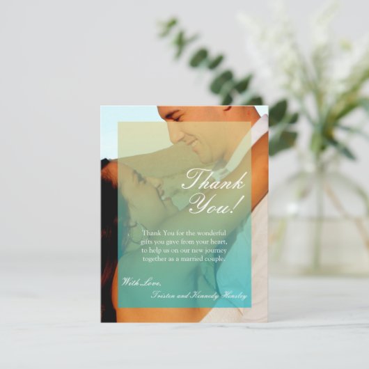 4x5平らなサンキューカードの日没は青タンティール（緑がかった色）の衰退します サンキューカード (スタンド正面)