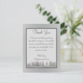 4x5平らなサンキューカードの灰色の冬の木の雪 サンキューカード (スタンド正面)