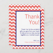 4x5平らなサンキューカードの珊瑚の濃紺シェブロン サンキューカード (正面/裏面)