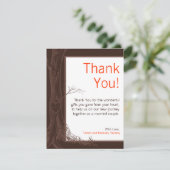 4x5平らなサンキューカードの秋の木のイニシャルの彫刻 サンキューカード (スタンド正面)