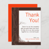 4x5平らなサンキューカードの秋の木のイニシャルの彫刻 サンキューカード (正面/裏面)