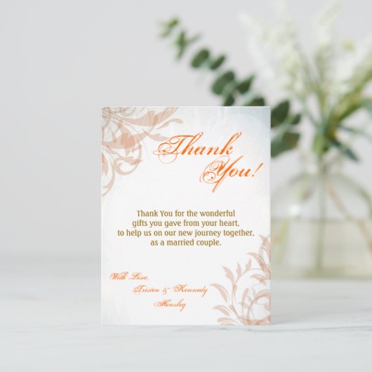 4x5平らなサンキューカードの秋の線条細工の秋の渦巻 サンキューカード (スタンド正面)