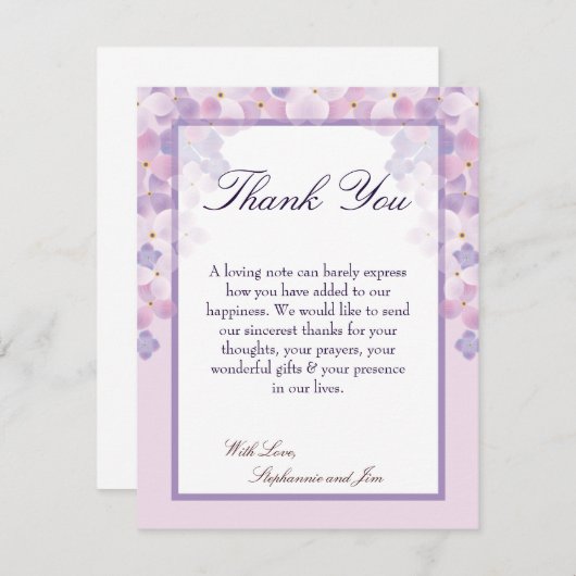 4x5平らなサンキューカードの紫色のアジサイ サンキューカード (正面/裏面)