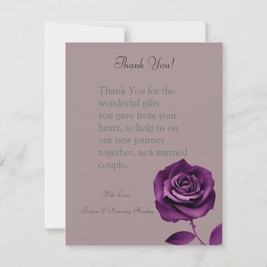 4x5平らなサンキューカードの紫色のバラ サンキューカード (正面)