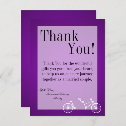 4x5平らなサンキューカードの紫色の二重バイク サンキューカード (正面/裏面)
