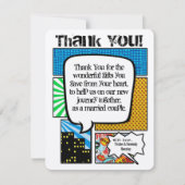 4x5平らなサンキューカードの続きこま漫画の本のポップアート サンキューカード (正面)