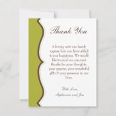 4x5平らなサンキューカードの緑およびブラウンのダマスク織 サンキューカード (正面)