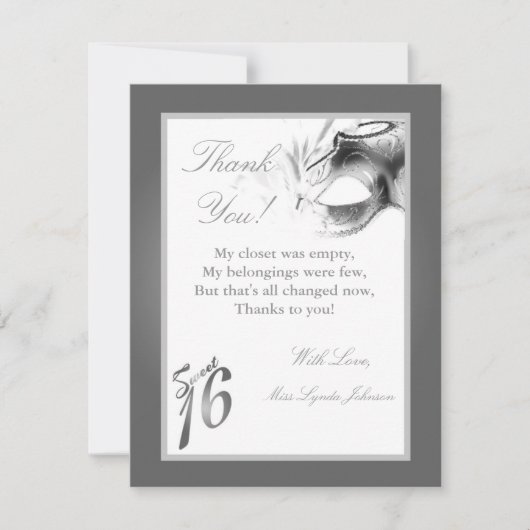 4x5平らなサンキューカードの菓子16の銀製のパーティー サンキューカード (正面)