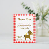 4x5平らなサンキューカードの赤い納屋の家畜 サンキューカード (スタンド正面)