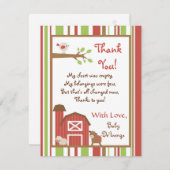 4x5平らなサンキューカードの赤い納屋の農場 サンキューカード (正面/裏面)