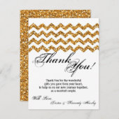4x5平らなサンキューカードの金ゴールドのグリッターのシェブロンのストリップ サンキューカード (正面/裏面)