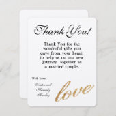 4x5平らなサンキューカードの金ゴールドホイルのグリッター愛 サンキューカード (正面/裏面)