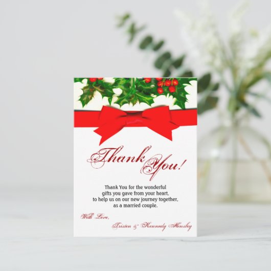 4x5平らなサンキューカードのBaughsのヒイラギの果実Christm サンキューカード (スタンド正面)