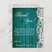 4x5平らなサンキューカードのDistrissedのティール（緑がかった色）木レース サンキューカード (正面/裏面)