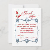 4x5平らなサンキューカード海軍航海のな結び目のいかり サンキューカード (正面)