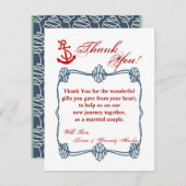 4x5平らなサンキューカード海軍航海のな結び目のいかり サンキューカード (正面/裏面)