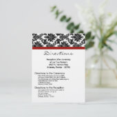 4x5方向カード黒のダマスク織の赤の披露宴 エンクロージャーカード (スタンド正面)