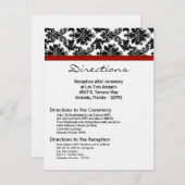 4x5方向カード黒のダマスク織の赤の披露宴 エンクロージャーカード (正面/裏面)