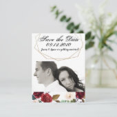 4x5日付カードの保存ホワイトローズ金ゴールド幾何学的 招待状 (スタンド正面)