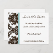 4x5日付カードの保存 – 茶色のダマスクレース 招待状 (正面/裏面)