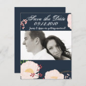 4x5日付カードの白いフローラ花をDarに保存 招待状 (正面/裏面)