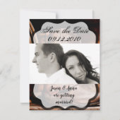 4x5日付カードカウボーイブーツバーンウッド錆を保存 招待状 (正面)