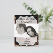 4x5日付カードカウボーイブーツバーンウッド錆を保存 招待状 (スタンド正面)