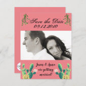 4x5日付カードボヘミアンサボテン多肉株を保存 招待状 (正面/裏面)