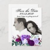 4x5日付カードラベンダーハイビスカスをWhitに保存 招待状 (正面/裏面)