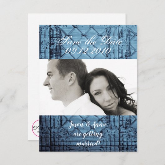 4x5日付カードTinパネ素朴ル天井Coを保存 招待状 (正面/裏面)