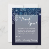 4x5 フラット ありがとうカード 冬の雪の結晶 雪 アイス 招待状 (正面)