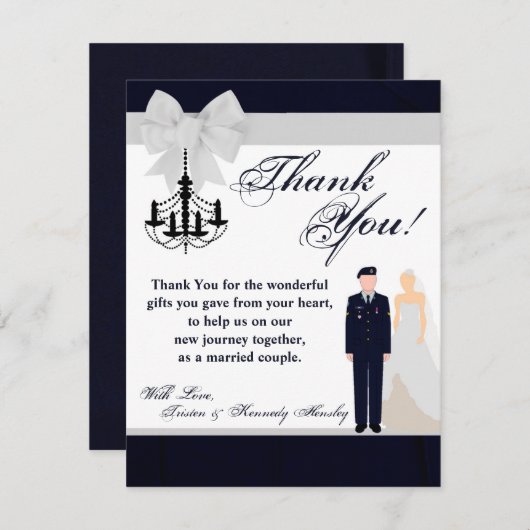 4x5 フラット ありがとう カード 陸軍 ユニフォーム ブルース ブライド (正面/裏面)