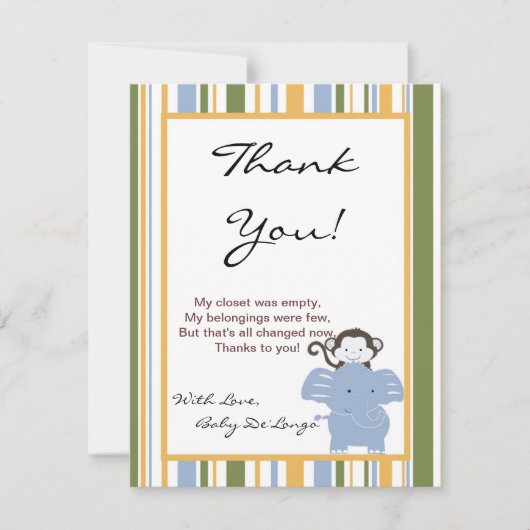 4x5 フラット サンクスカード サファリ フレンズ 招待状 (正面)