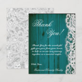 4x5 フラット サンクス カード くすみがかった ティール ウッド レース (正面/裏面)