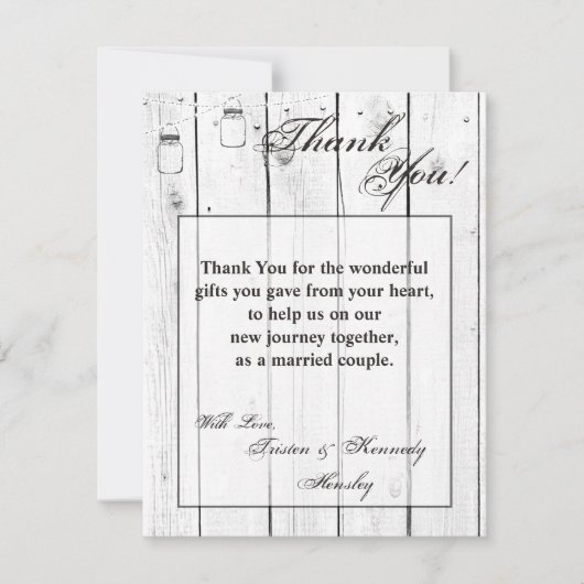 4x5 フラット サンクス カード メイソンジャー ストリング ライト (正面)