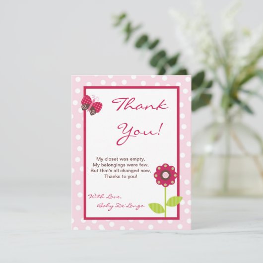 4x5 Bug平らなサンキューカードの果実の庭の女性 サンキューカード (スタンド正面)