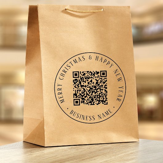 4X5 Business QR Code Christmas Holiday Round ラバースタンプ