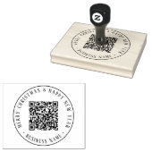4X5 Business QR Code Christmas Holiday Round ラバースタンプ (押印)