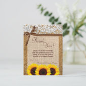 4x5 FLATサンキューカードひまわりレースバーラップクーン サンキューカード (スタンド正面)