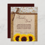4x5 FLATサンキューカードひまわりレースバーラップクーン サンキューカード (正面/裏面)
