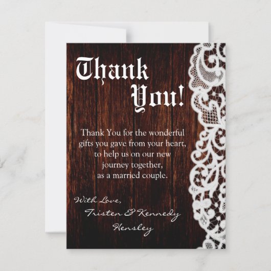 4x5 FLATサンキューカードカントリーダークバーンウッドラック サンキューカード (正面)