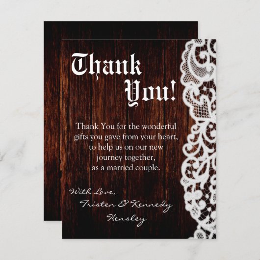 4x5 FLATサンキューカードカントリーダークバーンウッドラック サンキューカード (正面/裏面)