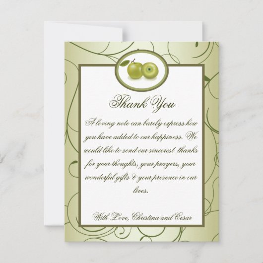 4x5 FLATサンキューカードグリーンアップル渦巻き果実 サンキューカード (正面)